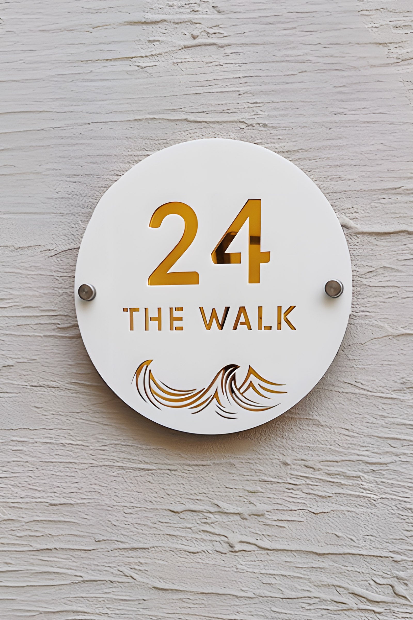 Coastal Round Acrylic Sign - Beach-Themed House Number Plaque