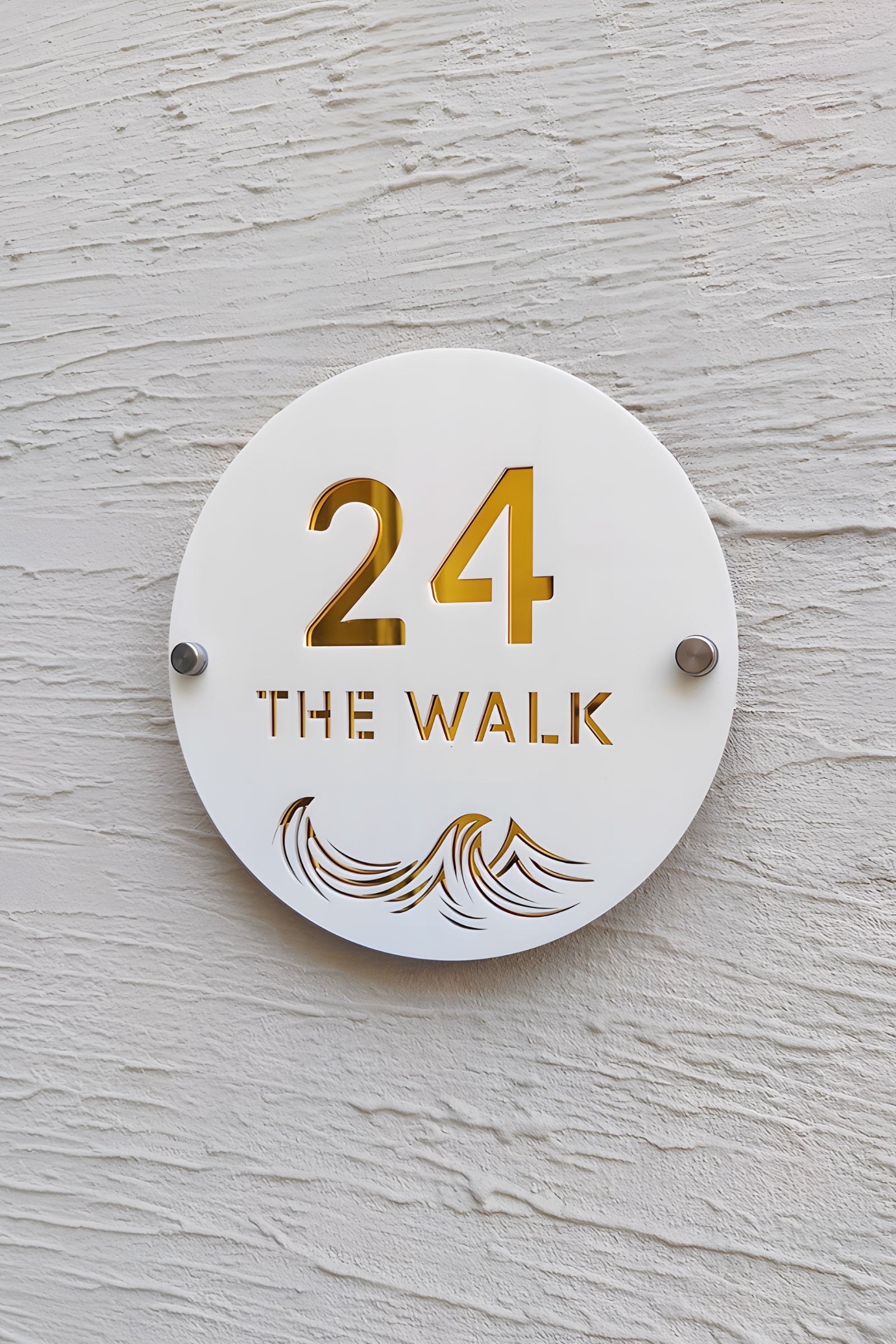 Coastal Round Acrylic Sign - Beach-Themed House Number Plaque
