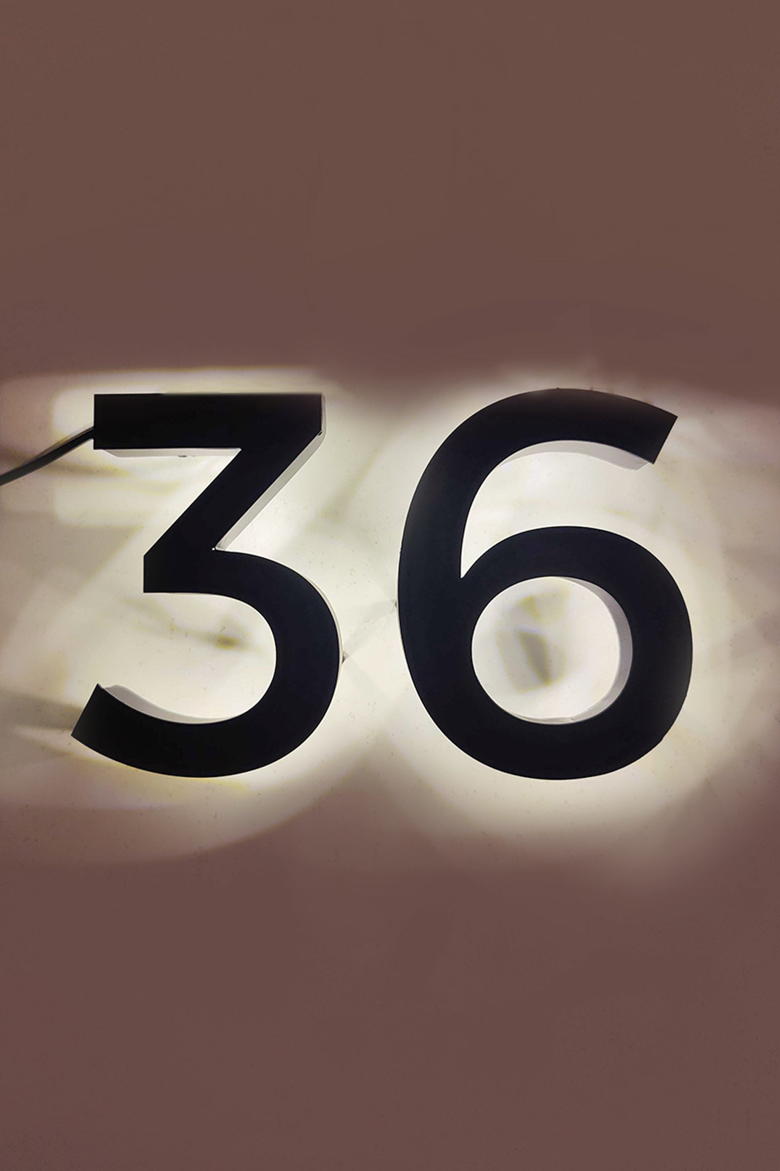 Illuminated 3D House Numbers - LED Backlit Metal Address Sign