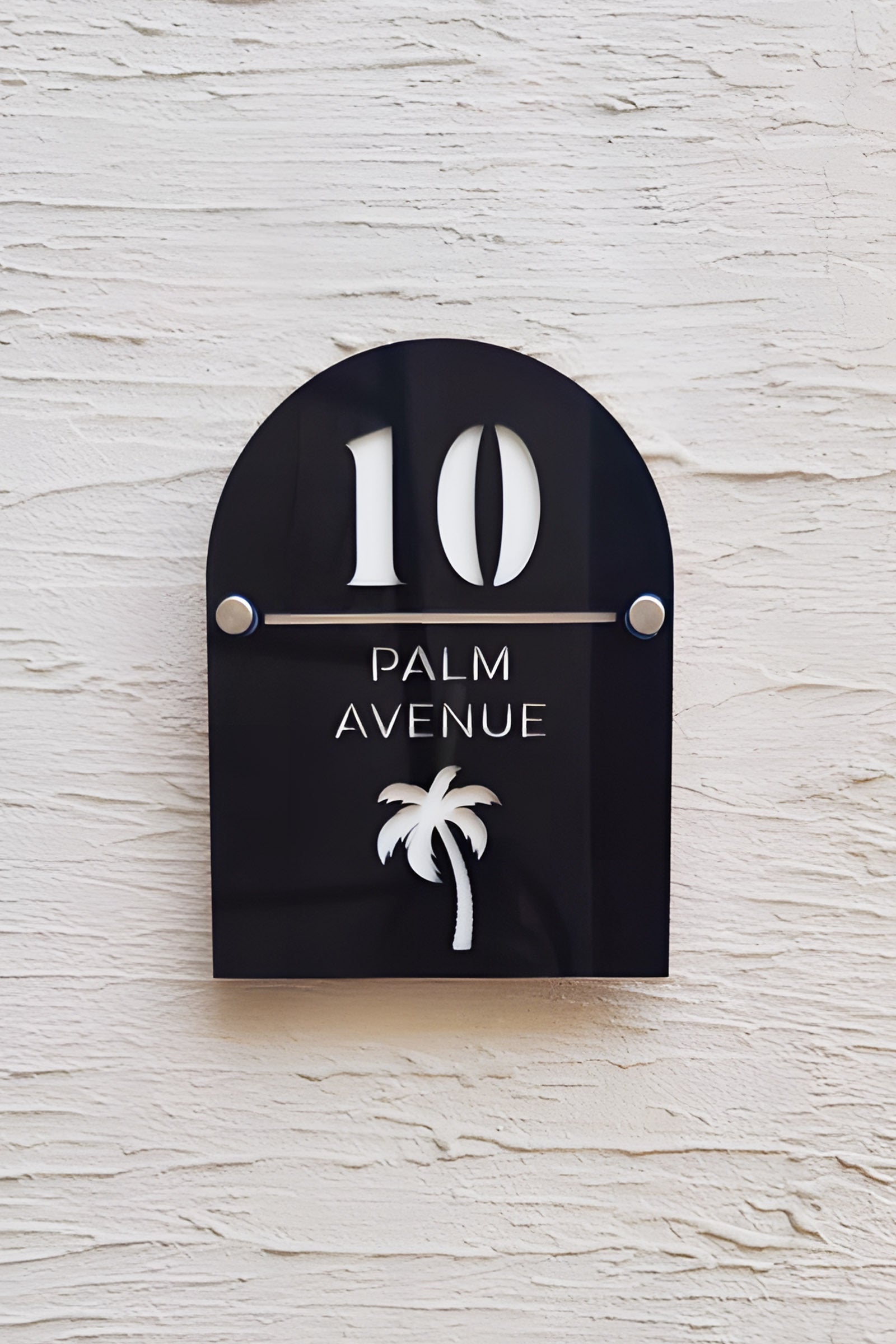 Modern Arch House Plaque - Palm Design