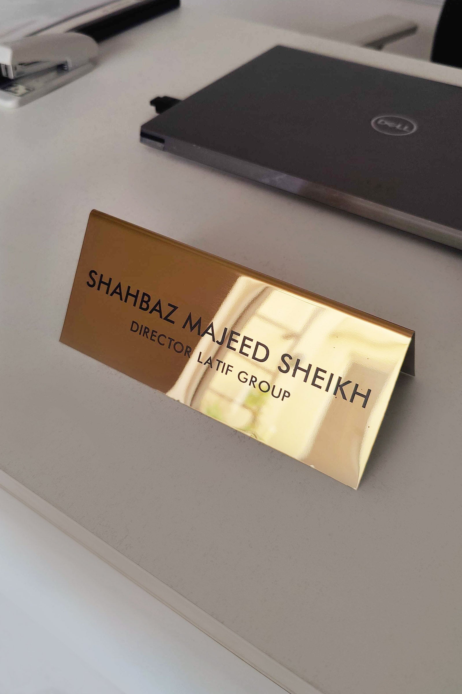 Desk Name Designation Plate - Stainless Steel