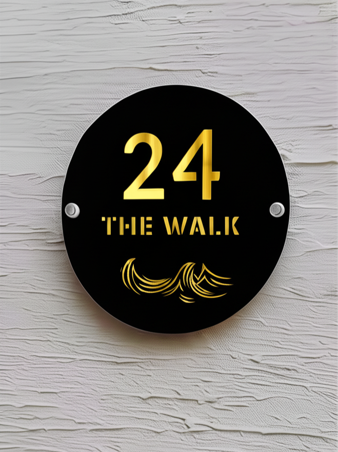 Coastal Round Acrylic Sign - Beach-Themed House Number Plaque