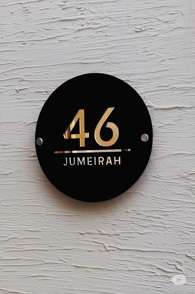 Contemporary Door Sign - Customizable Round Acrylic Nameplate