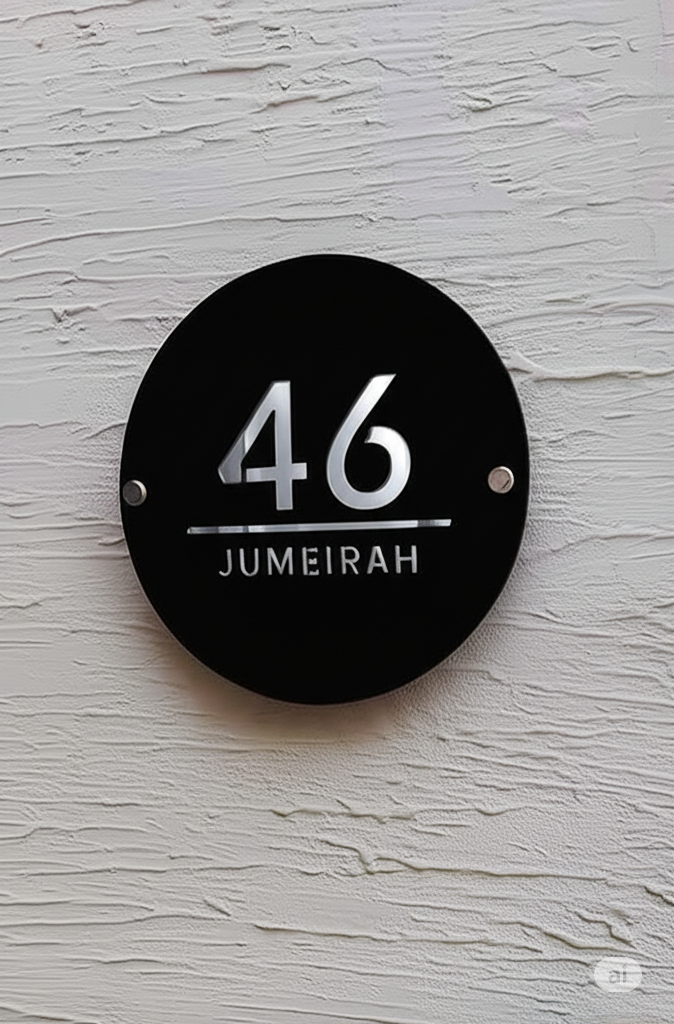 Contemporary Door Sign - Customizable Round Acrylic Nameplate